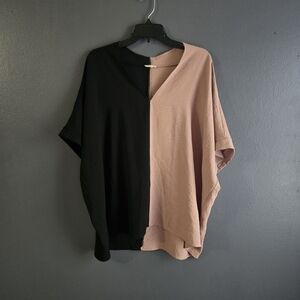 JODIFL Plus Size Duo Tone Color Block Top 1X